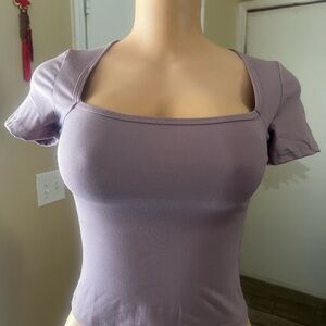 Chic Lavender Square Neck Crop Top
